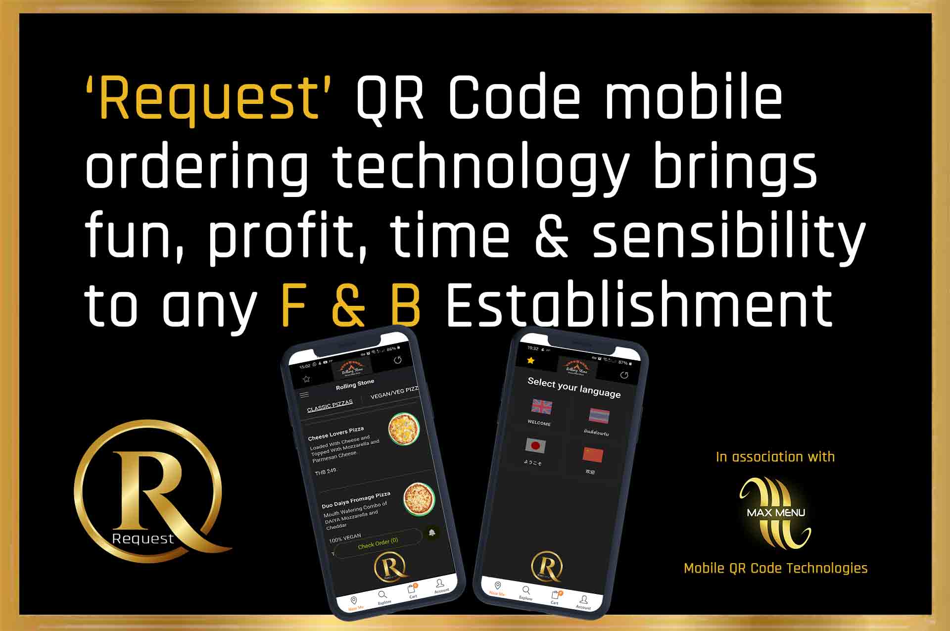 'Request' is QR Code based that is, once scanned to a guests Mobile phone, will deliver the services for any Hospitality business in seconds